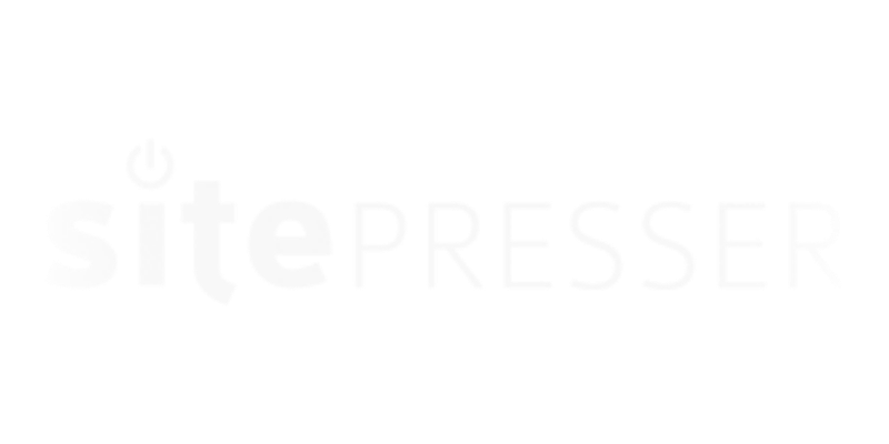 Sitepresser logo on a black background.