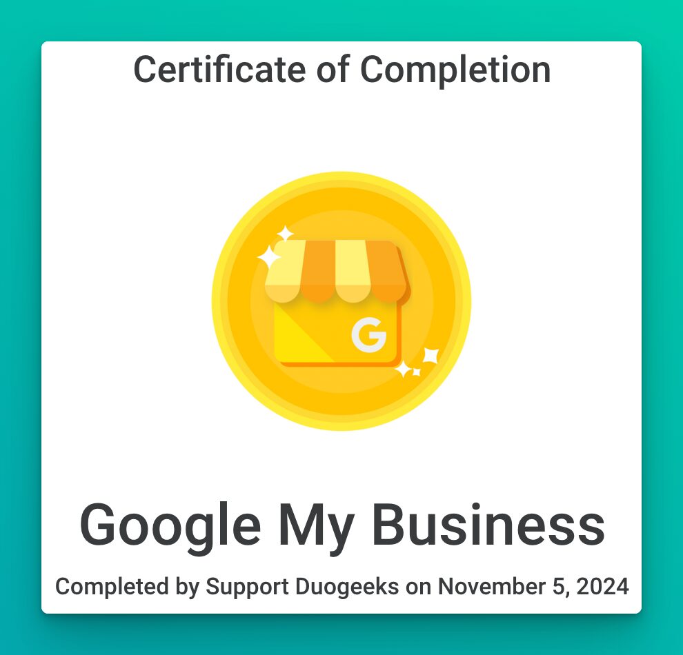 Google My Business Completed by Support Duogeeks on November 5, 2024