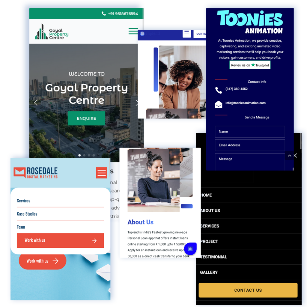 A mobile website for a property company.